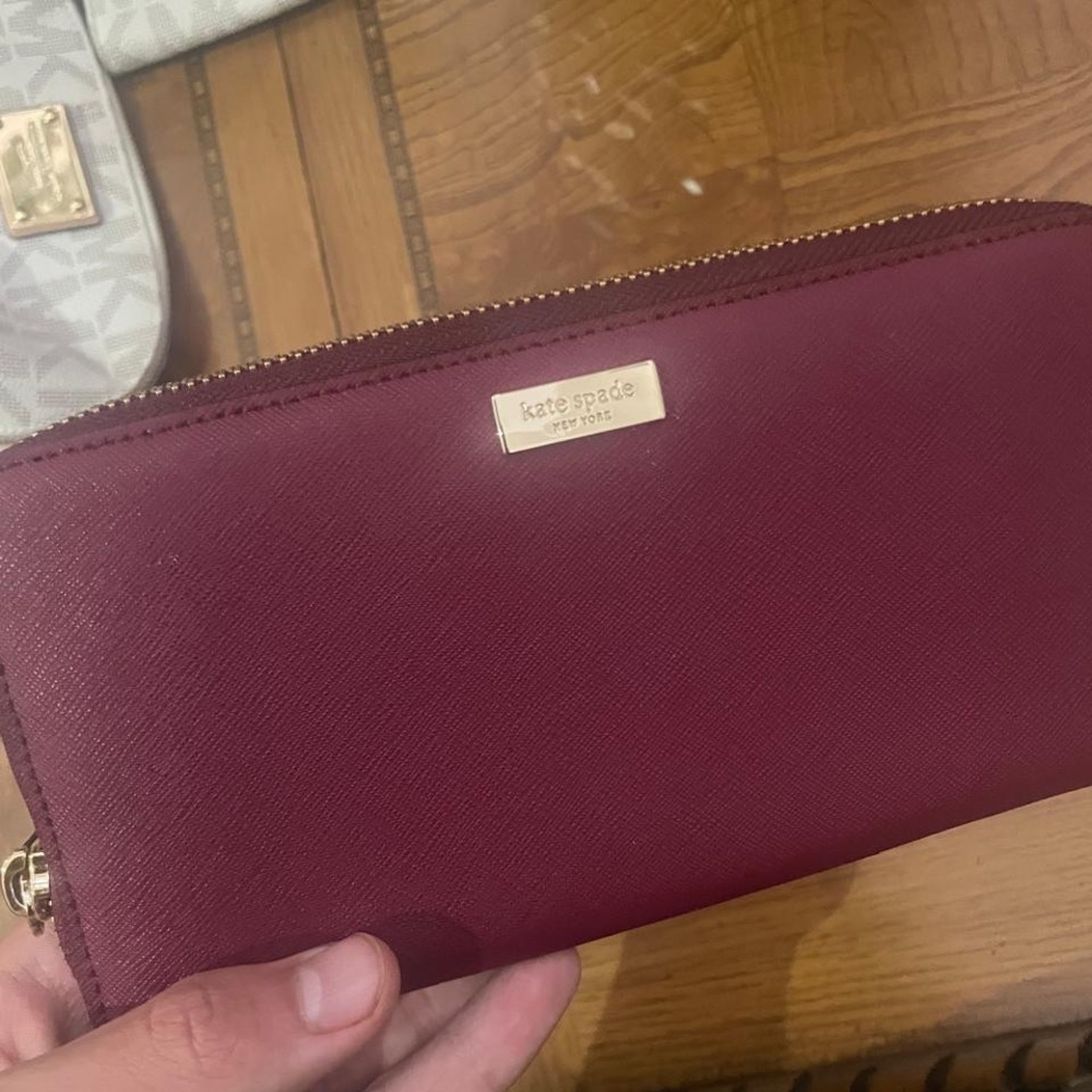 Kate Spade Maroon Zip-Around Wallet
